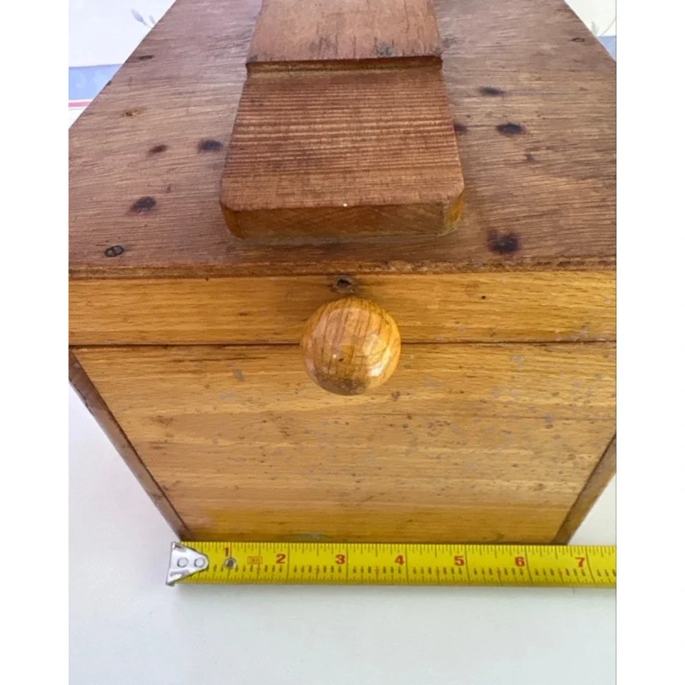 Vintage Handmade Wooden Shoe Shine Valet Box Slanted Footrest Storage Chest